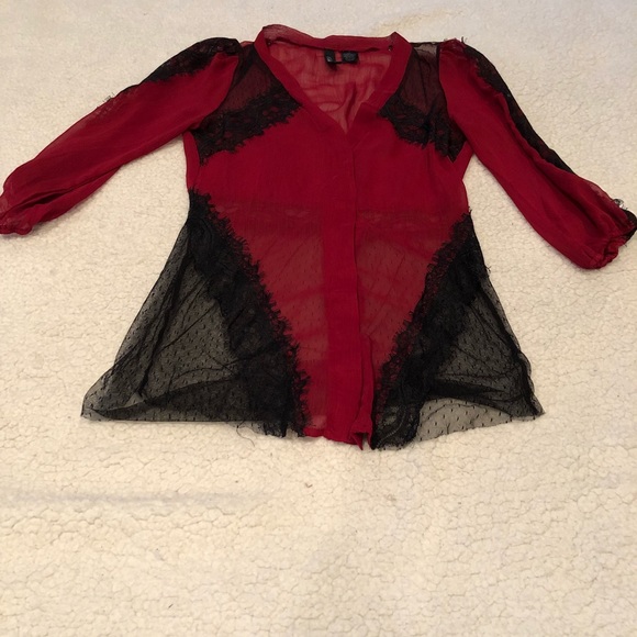 Buckle Tops - Size Small Buckle Top Burgandy & Black with Lace